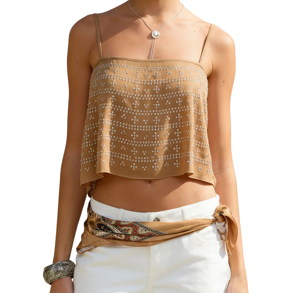 Leichtes Tanktop mit Karoprint und ohne Ärmel
