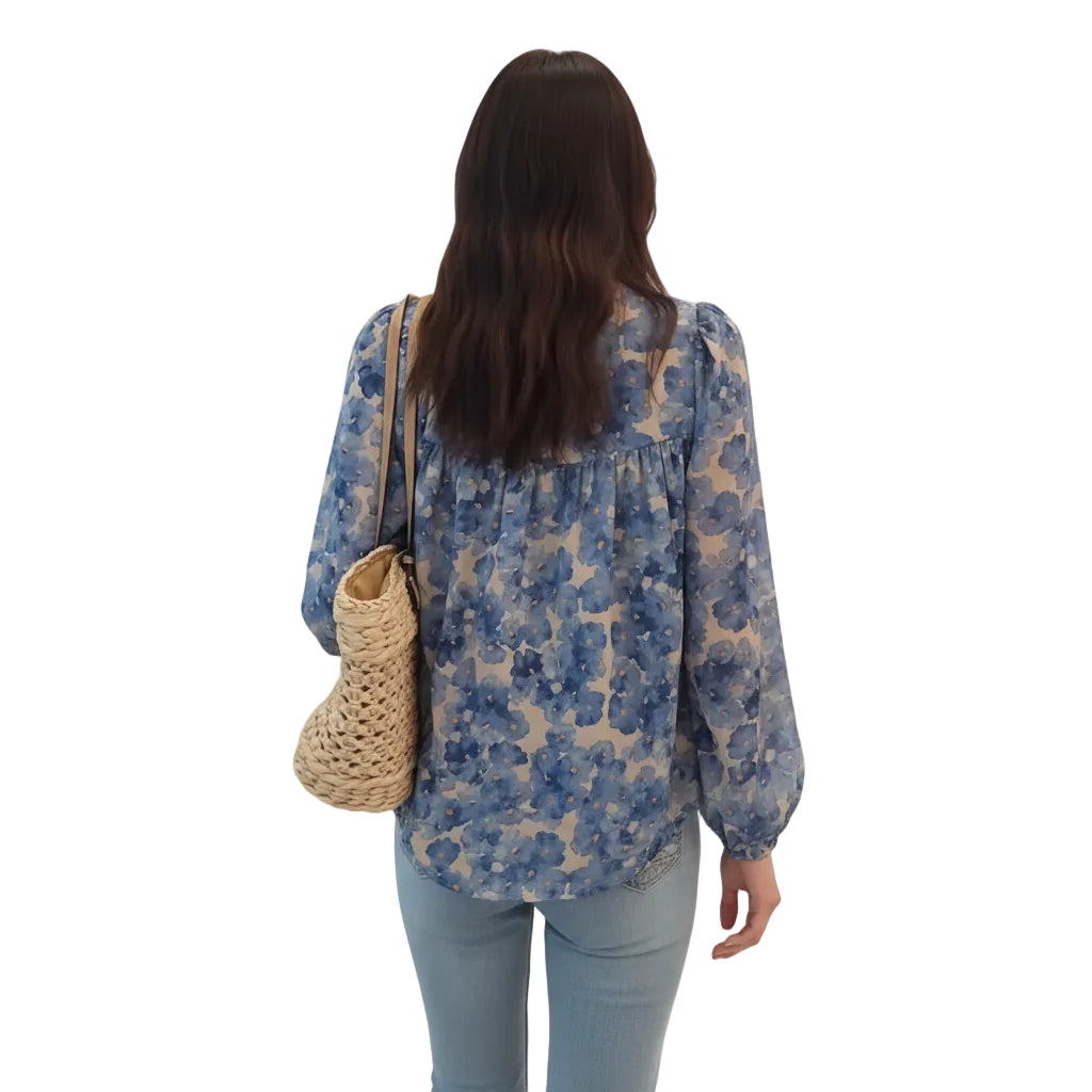 Damen Oberteil mit Blumenprint und weichem Chiffon