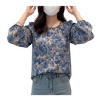 Leichte Bluse mit floralem Muster und Laternenärmeln