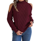 Damen Sweater mit Twist Muster und schulterfreiem Schnitt